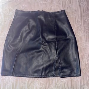 Leather mini skirt